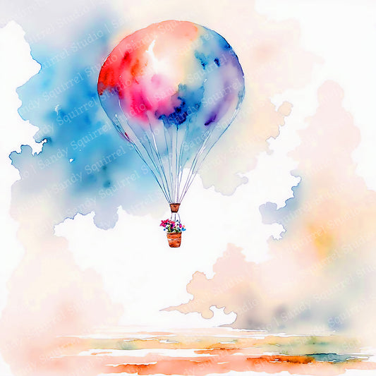 Floral Flight Watercolor-Style Floral Balloon Art