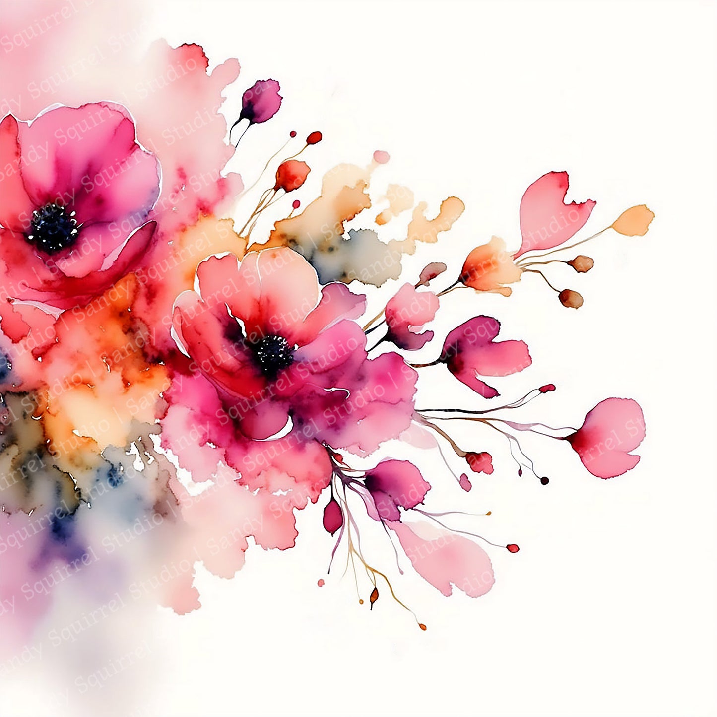 Floral Fling Watercolor Style Floral Art