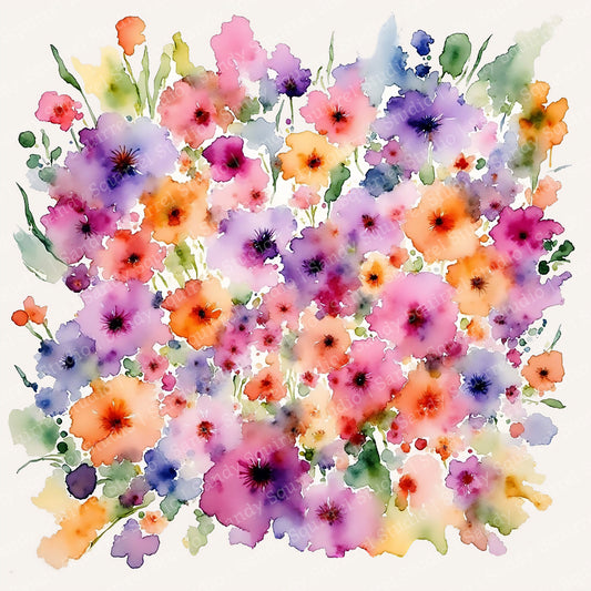 Flower Power Watercolor Style Floral Greeting Card