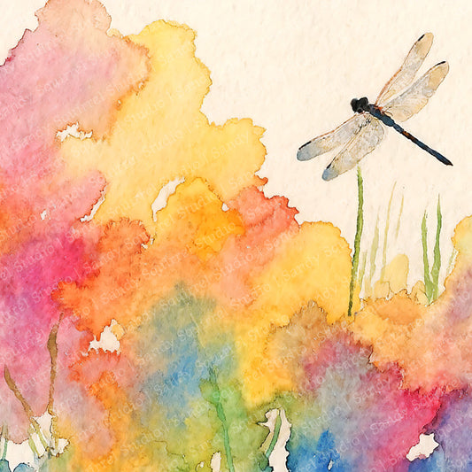 Flutterlight Watercolor-Style Dragonfly Art