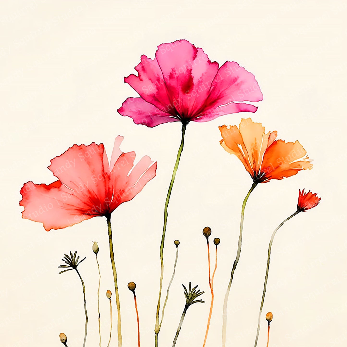 Fresh Watercolor Style Floral Card