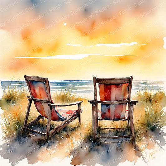 Front Row Watercolor-Style Coastal Art