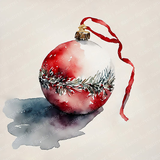 Frosty Elegance Watercolor-Style Christmas Art
