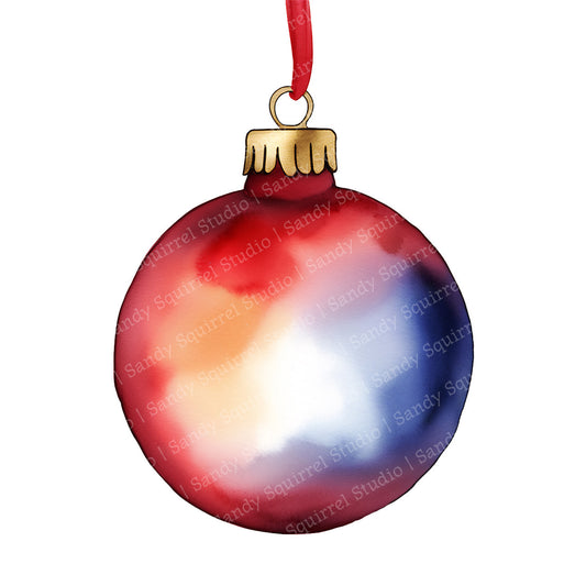 Galaxy Watercolor Style Christmas Ornament Art