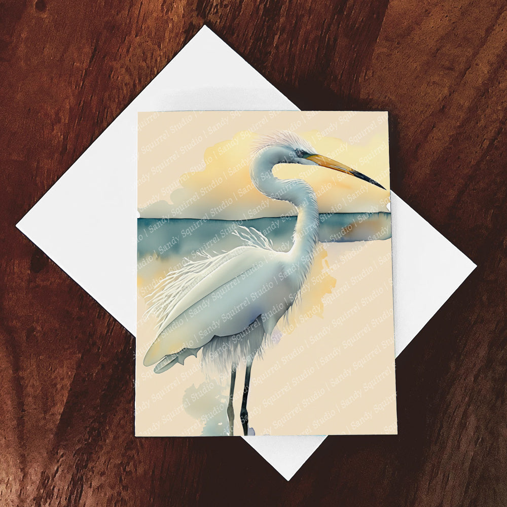 "Glow" Original Crane Coastal Beach Art Home Decor Wall Art Print