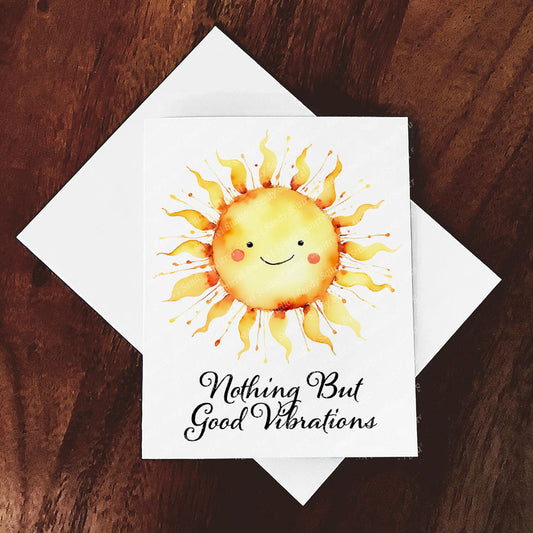 Good Vibrations Watercolor Style Sunshine Greeting Card