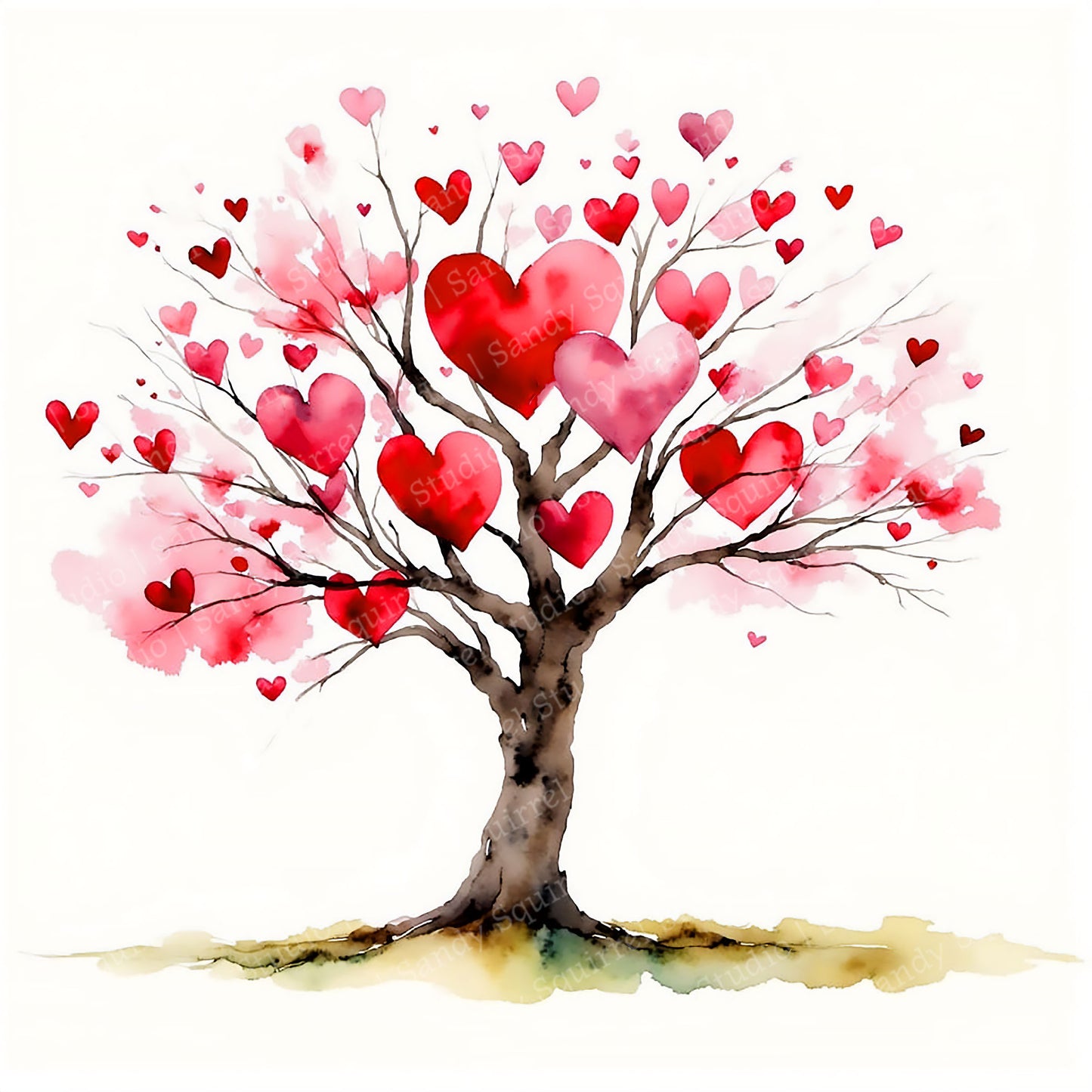 Growing Love Watercolor Style Valentine's Day Greeting Card