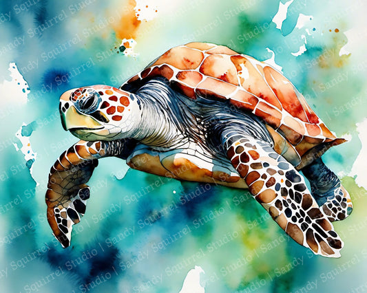 Gus Original Turtle Coastal Beach Art Home Decor Wall Art Print