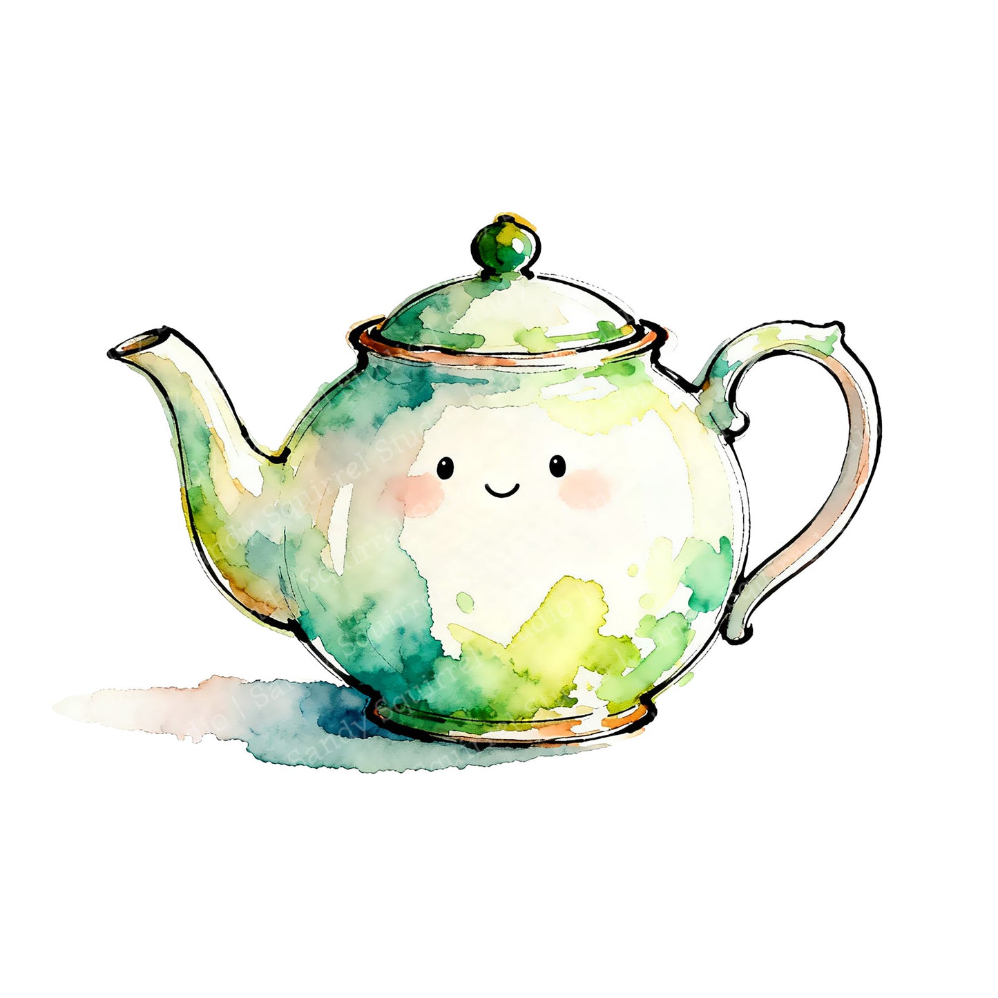 Happy Spout Watercolor Style Friendship Art