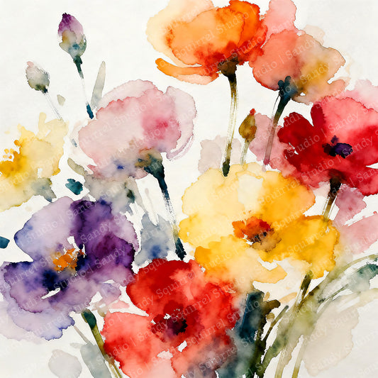 Hello Beautiful Watercolor-Style Floral Art