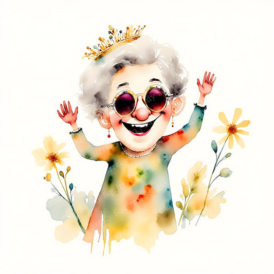 Hello Whimsical Watercolor Style Friend Art