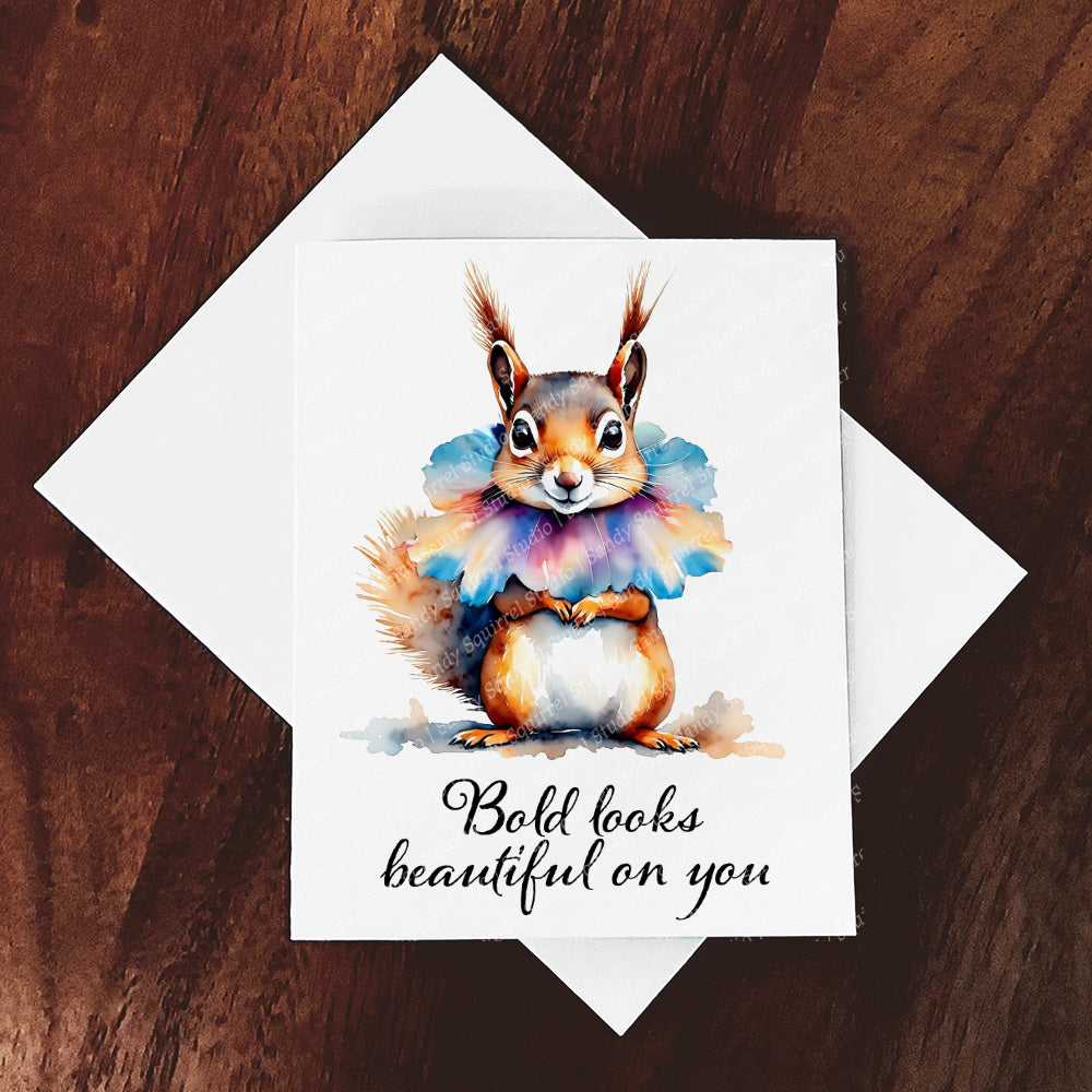 Hibiscus Whimsical Watercolor Style Squirrel