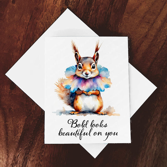 Hibiscus Whimsical Watercolor Style Squirrel