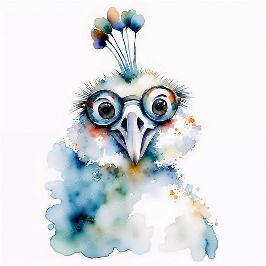 I Spy Watercolor Style Peacock Art