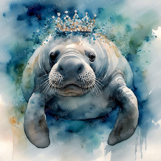 Jewel Original Manatee Coastal Beach Art Home Decor Wall Art Print