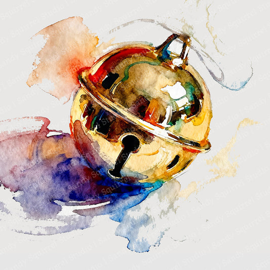 Jingle Watercolor-Style Christmas Bell Art