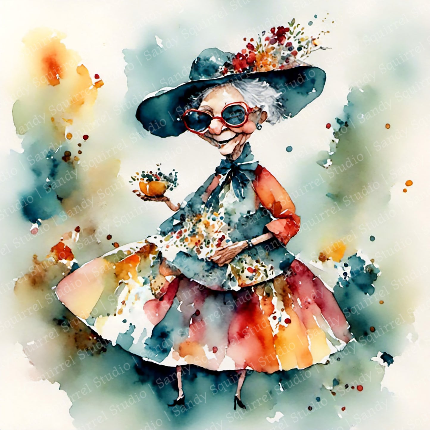 "Life of the Party" Original Whimsical Grandmother Art