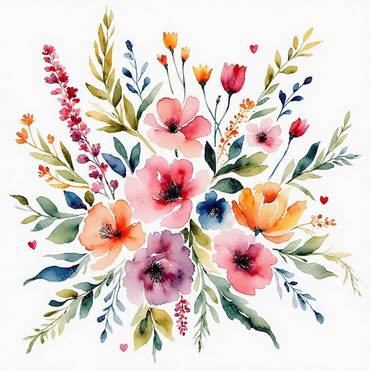 Love in Bloom Watercolor Style Greeting Card