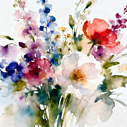 Love Life Watercolor-Style Floral Art