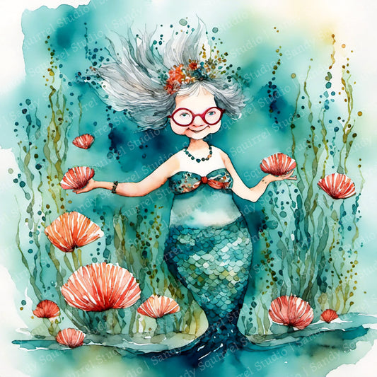 Magic Original Whimsical Mermaid Grandmother Art