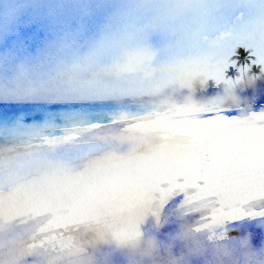 Paradise Watercolor-Style Coastal Beach Art