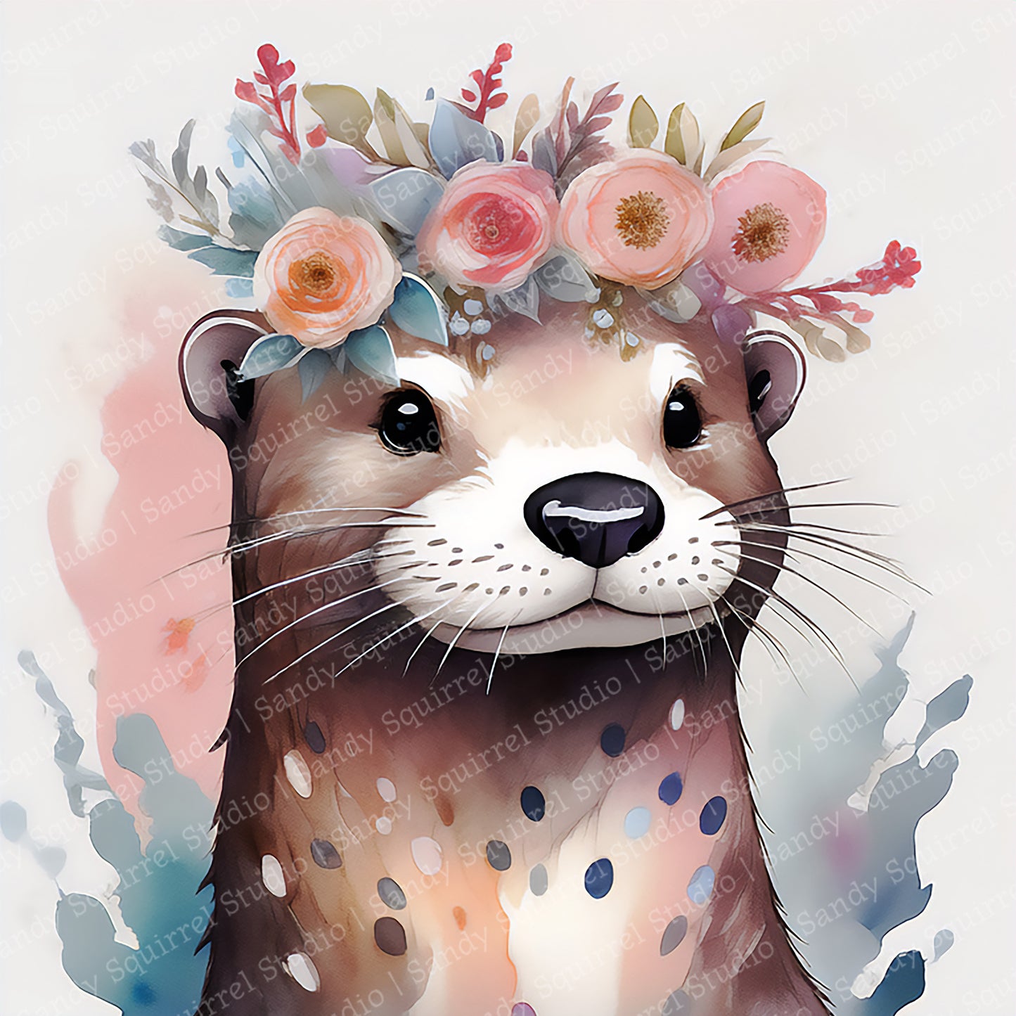 "Pearl" Original Watercolor Style Otter Art