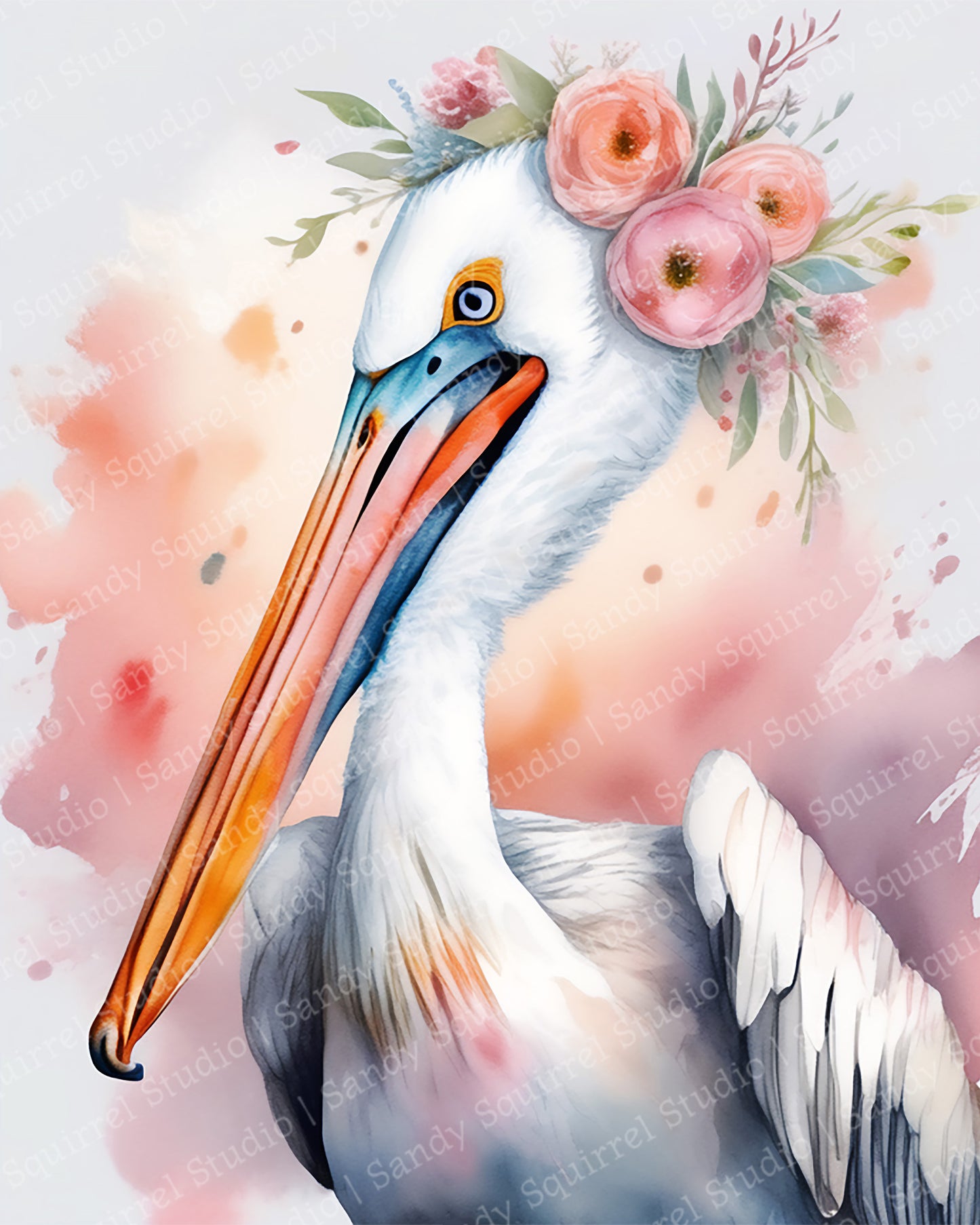 "Penelope" Original Pelican Art Print Home Nursery Decor Watercolor Style Wall Art