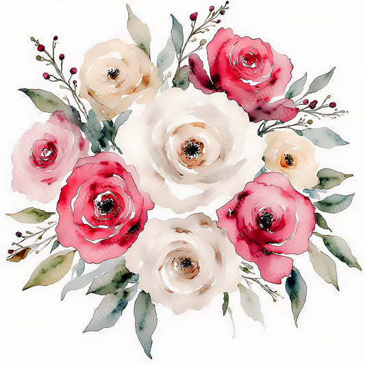 Petals of Love Watercolor Style Greeting Card