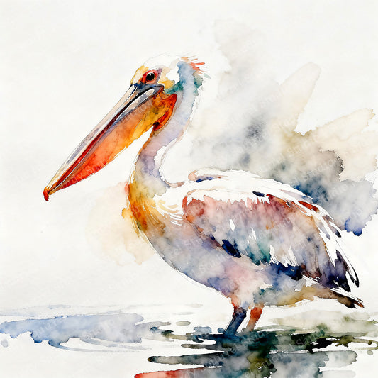 Petey Watercolor-Style Coatal Pelican Art