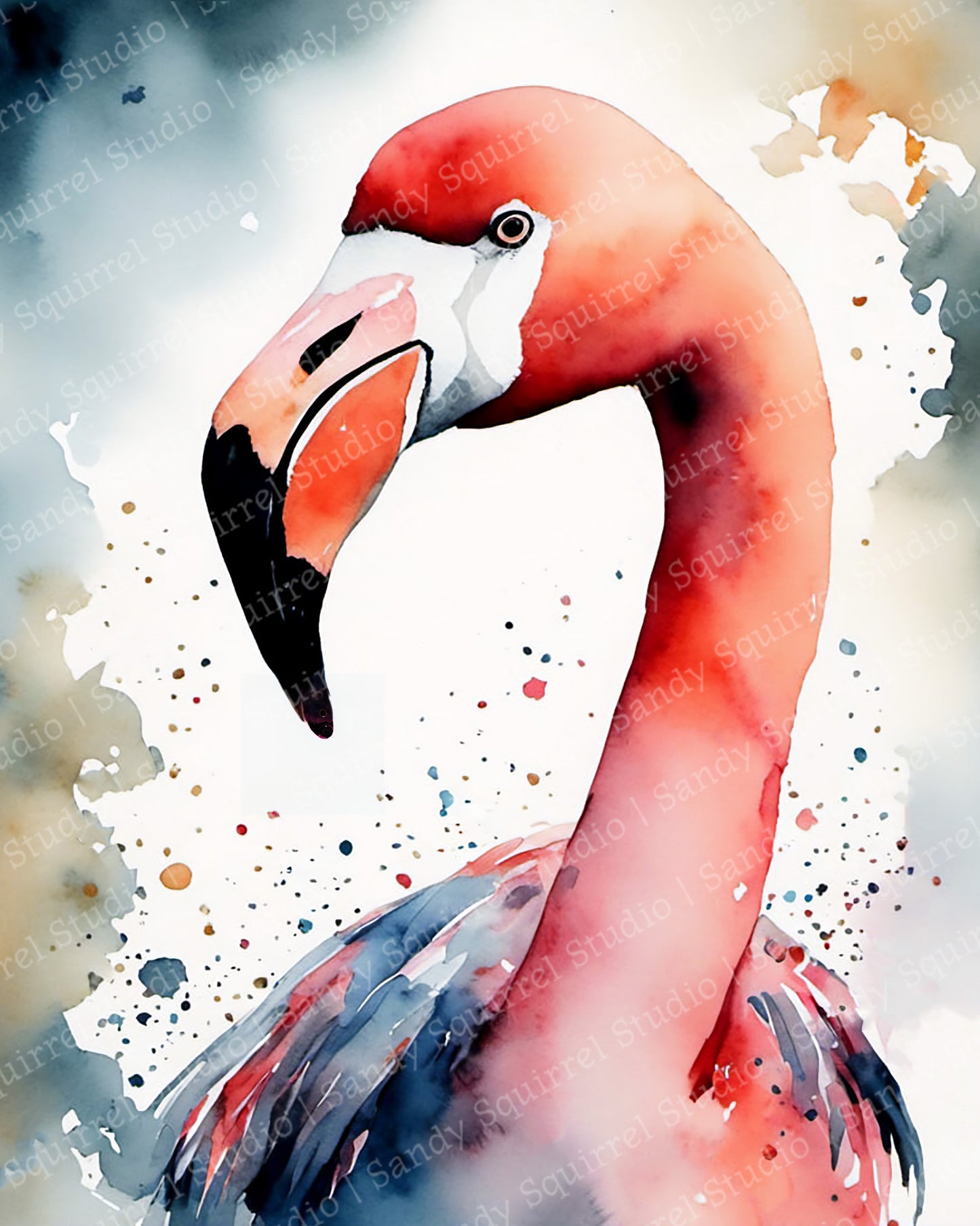 "Polly" Original Flamingo Coastal Beach Art Home Decor Wall Art Print