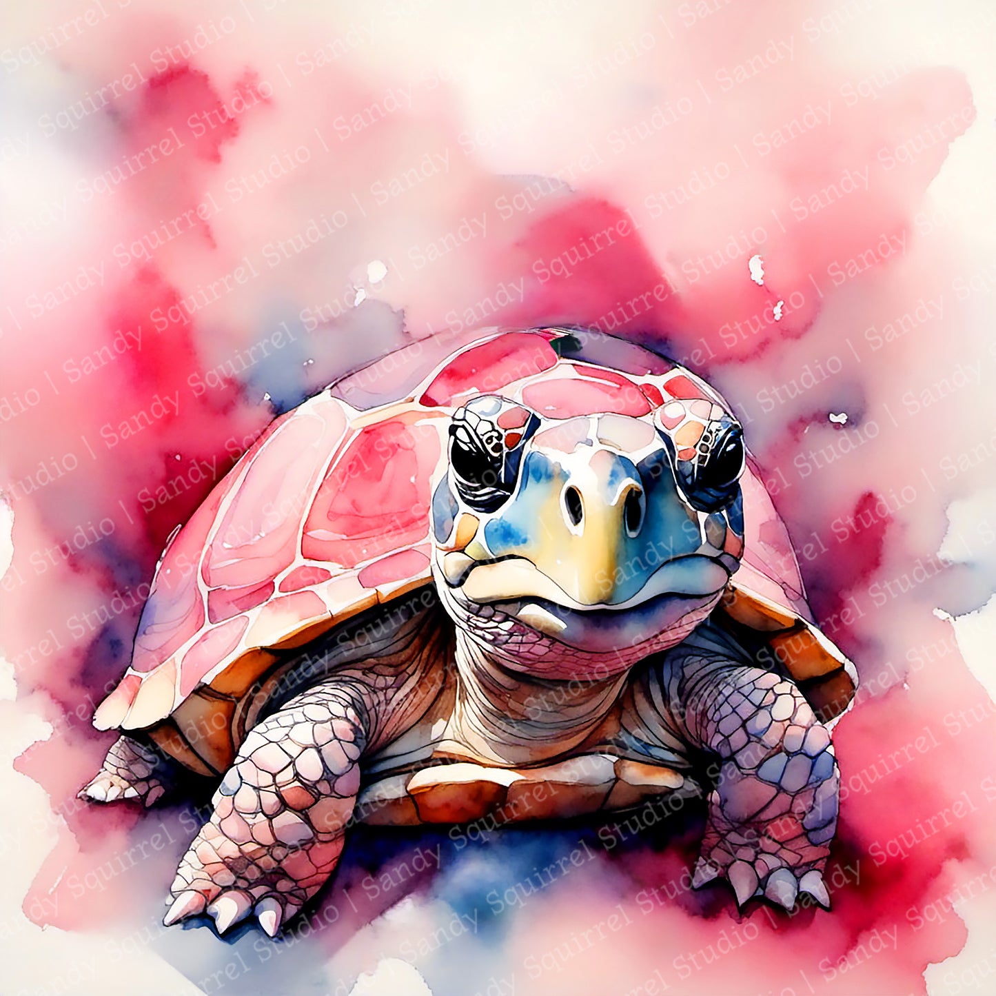 "Poppy" Original Whimsical Turtle Wall Art Print Home Decor