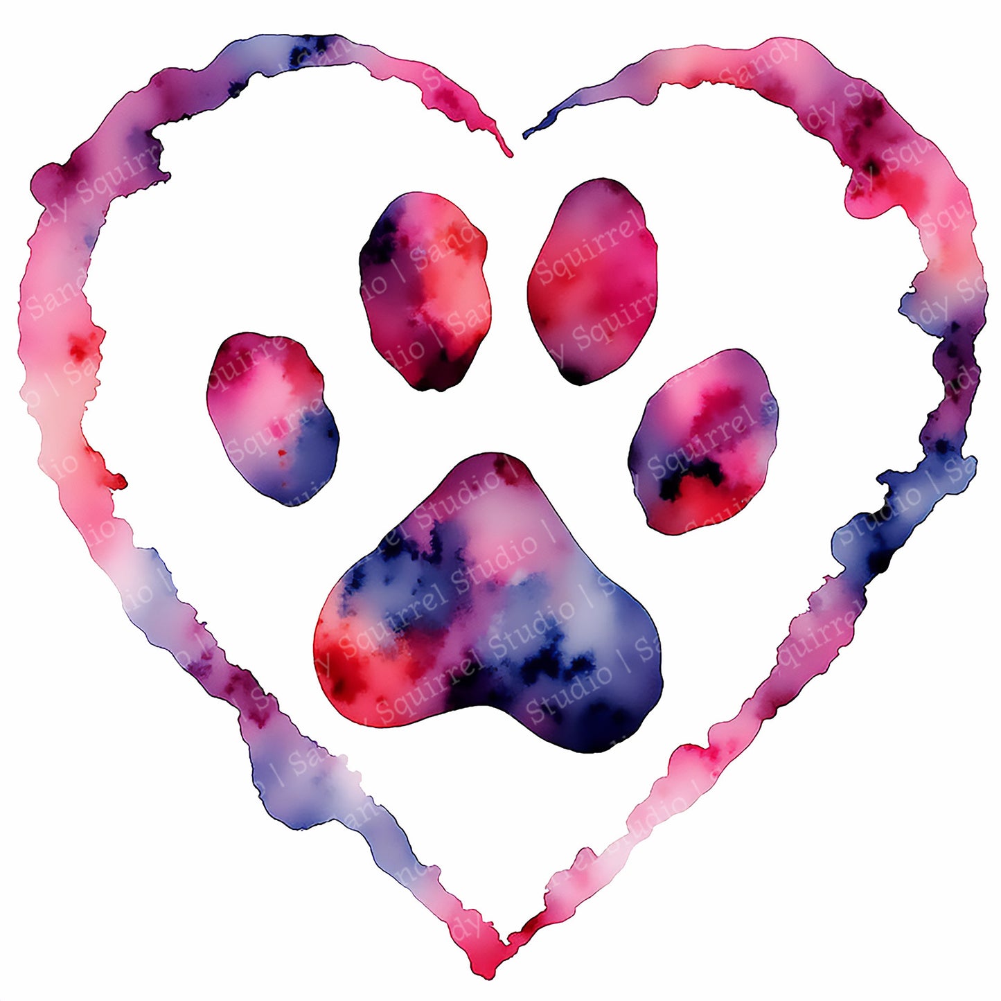 Pure Love Watercolor-Style Paw Art