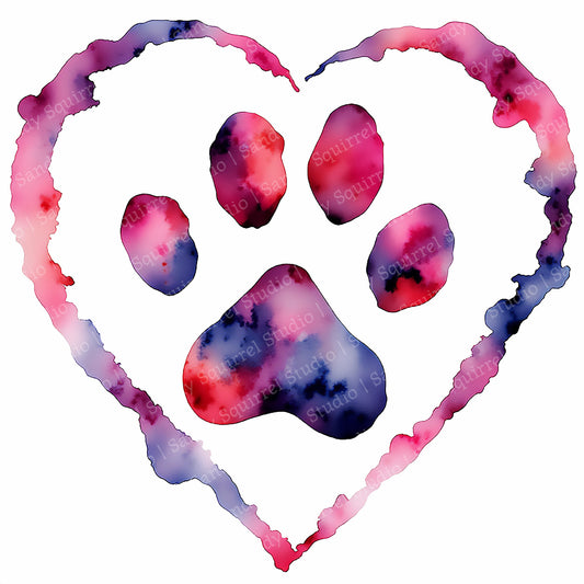 Pure Love Watercolor-Style Paw Art