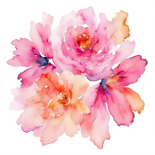 Quartet Watercolor Style Floral Art