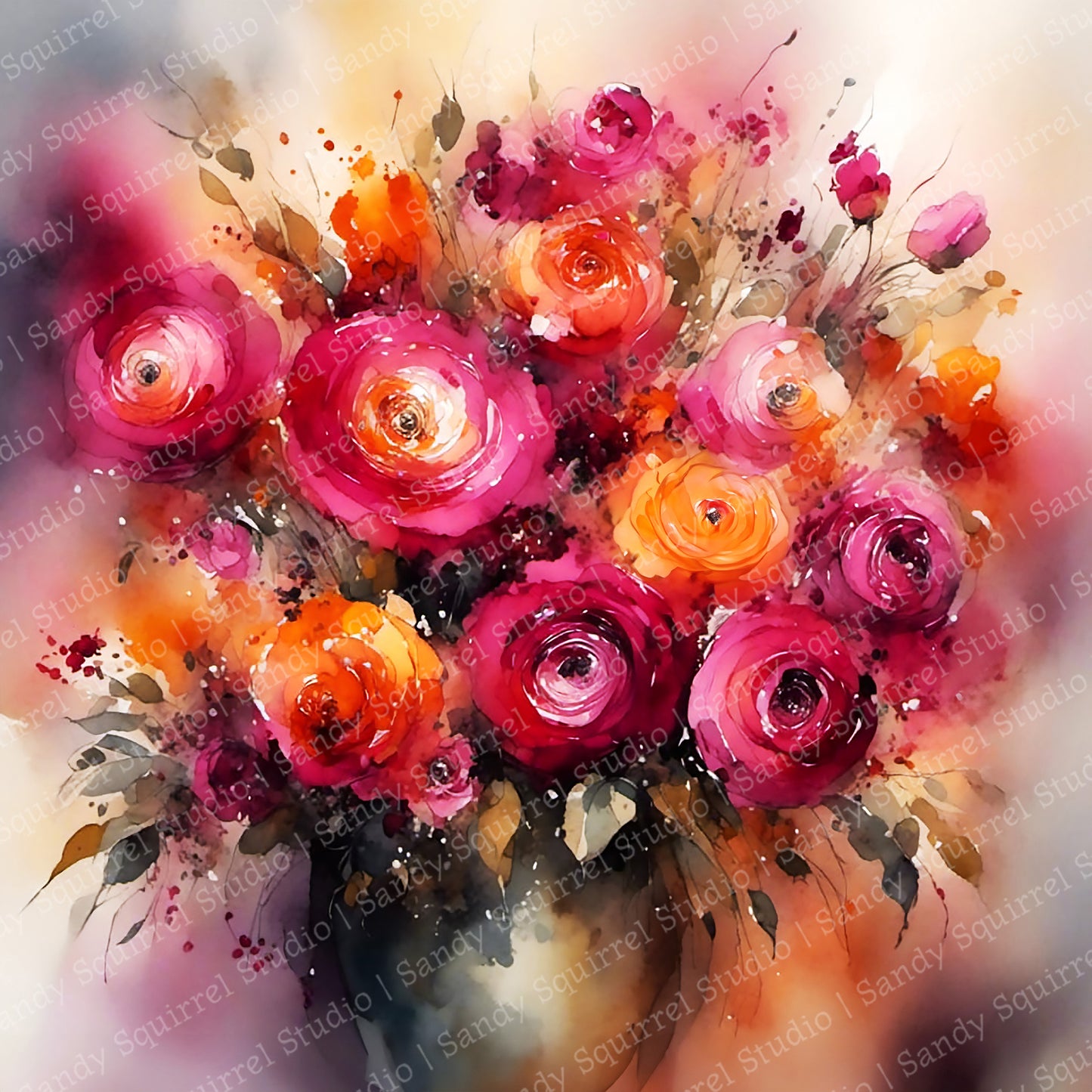 "Radiant Blooms" Vibrant Floral Original Art Print Home Decor Watercolor Style Wall Art