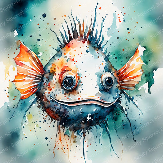 "Radiant Grin" Original Whimsical Blow Fish Art