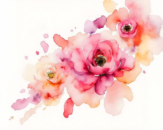Radiate Watercolor Style Floral Art