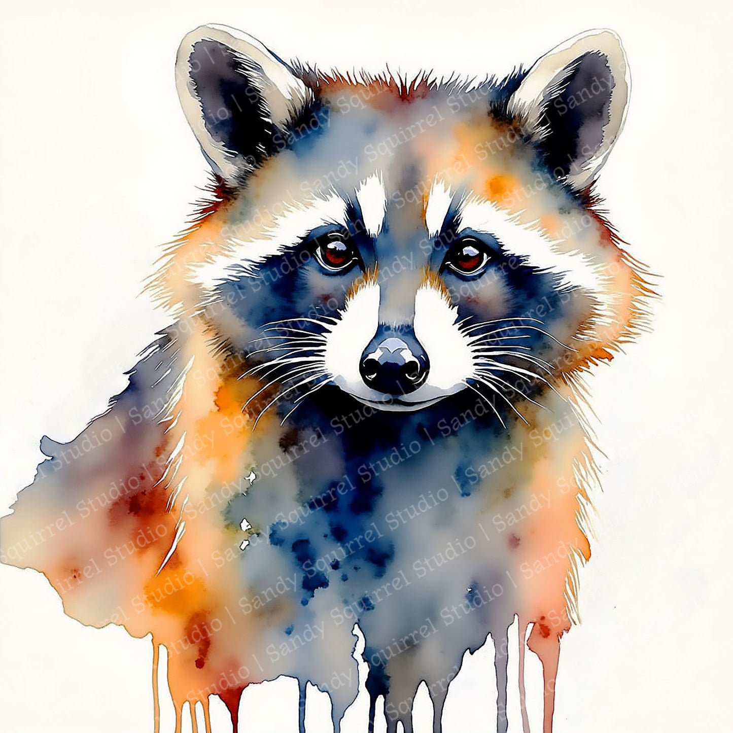 Ricky Watercolor Style Raccoon Art