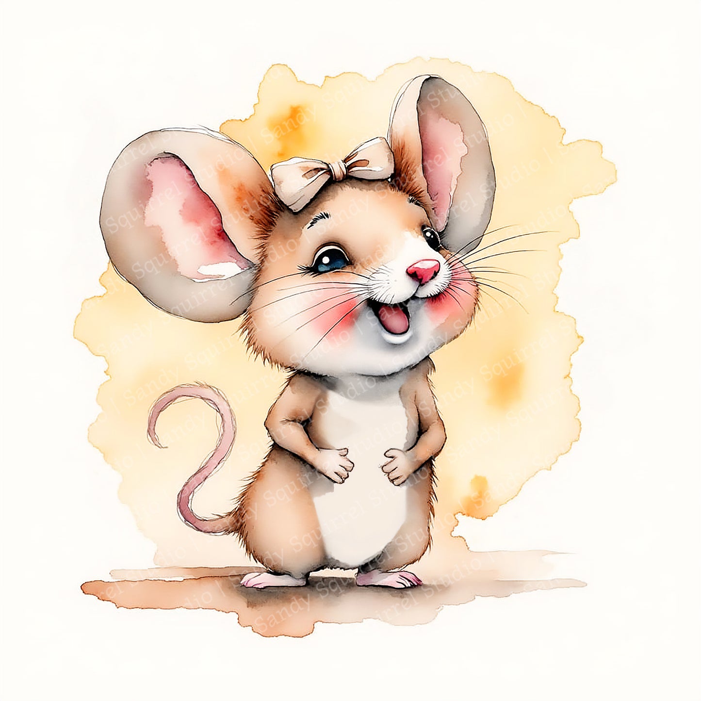 Roar Whimsical Watercolor Style Mouse Quotable Greeting Card