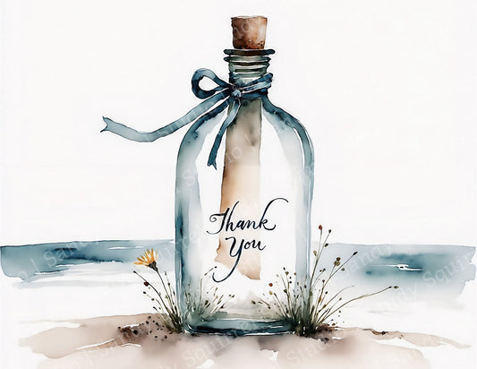 Seaside Treasure Watercolor Style Thank You Card