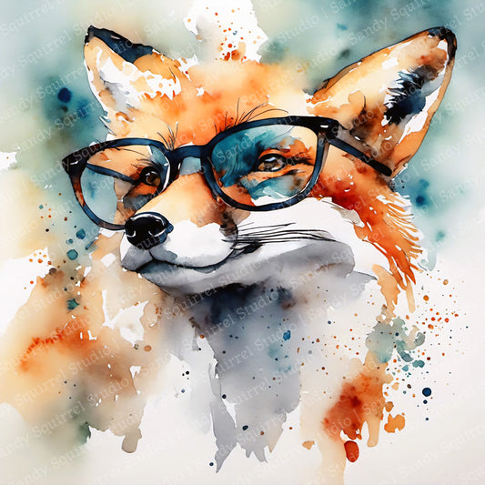 "Sharp" Original Watercolor-Style Fox Wall Art