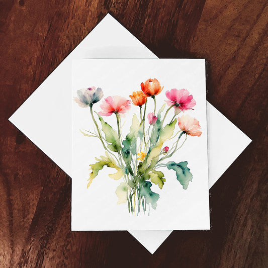 Spring Watercolor Style Floral Card