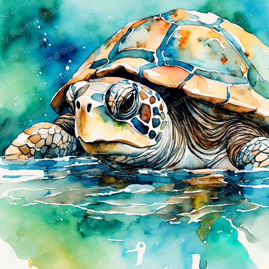 Stealth Original Turtle Coastal Beach Art Home Decor Wall Art Print