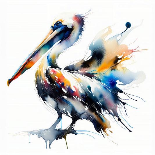 Stu Original Pelican Coastal Beach Art Home Decor Wall Art Print