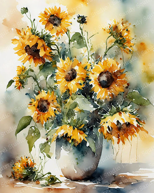 "Sunny" Original Watercolor-Style Sunflower Wall Art