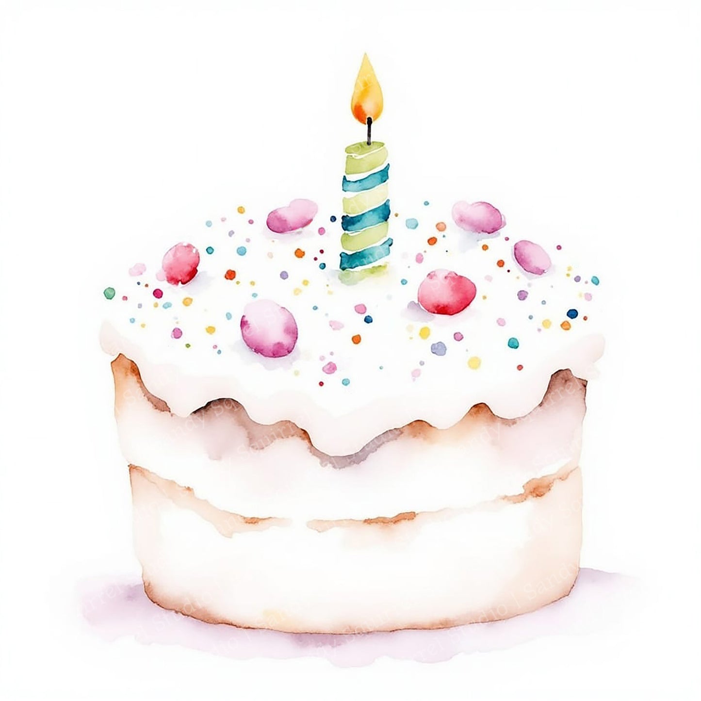 Sweet Spark Watercolor Style Birthday Card
