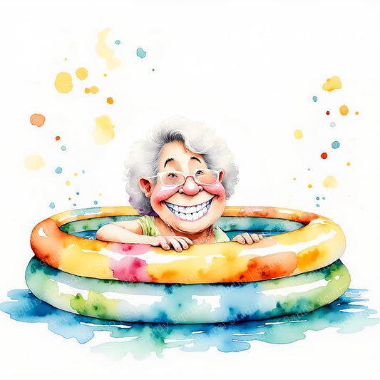 Swim Whimsical Watercolor Style Inspirational Art