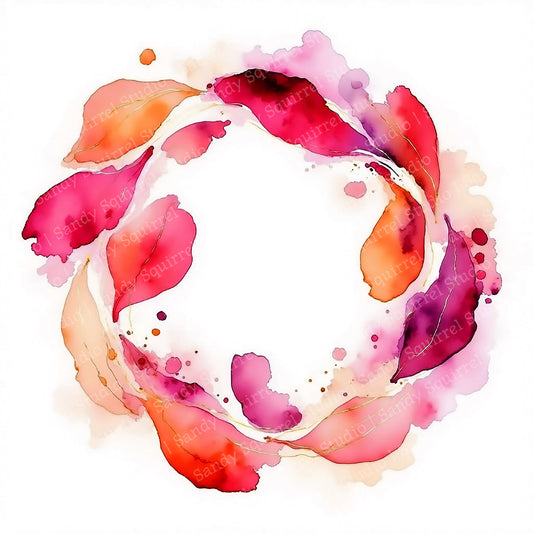 Swirl Watercolor Style Abstract Floral Art