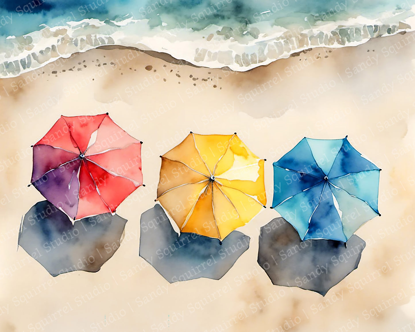 "Three Amigos" Original Whimsical Coastal Beach Art Home Decor Wall Art Print