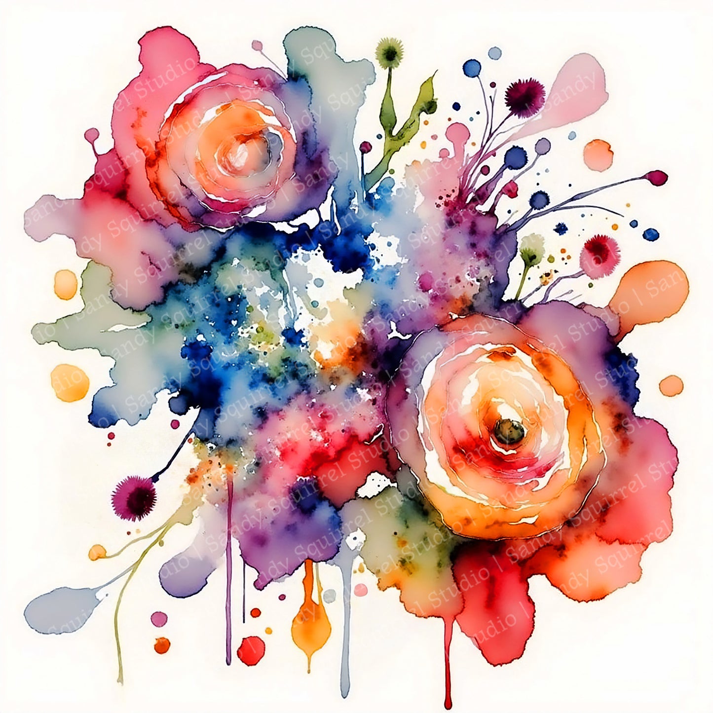 Vicki Watercolor Style Floral Art